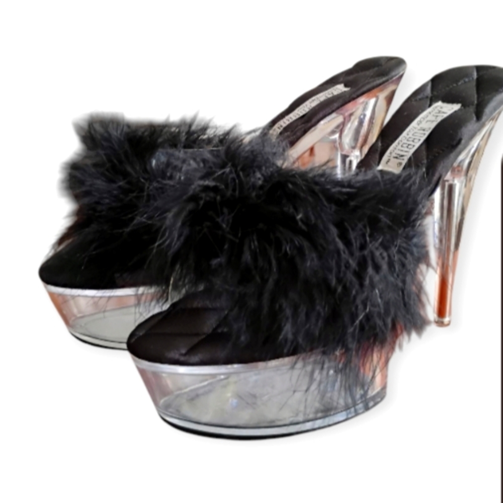 Cape Robbin Black Fluffy Platform Heels